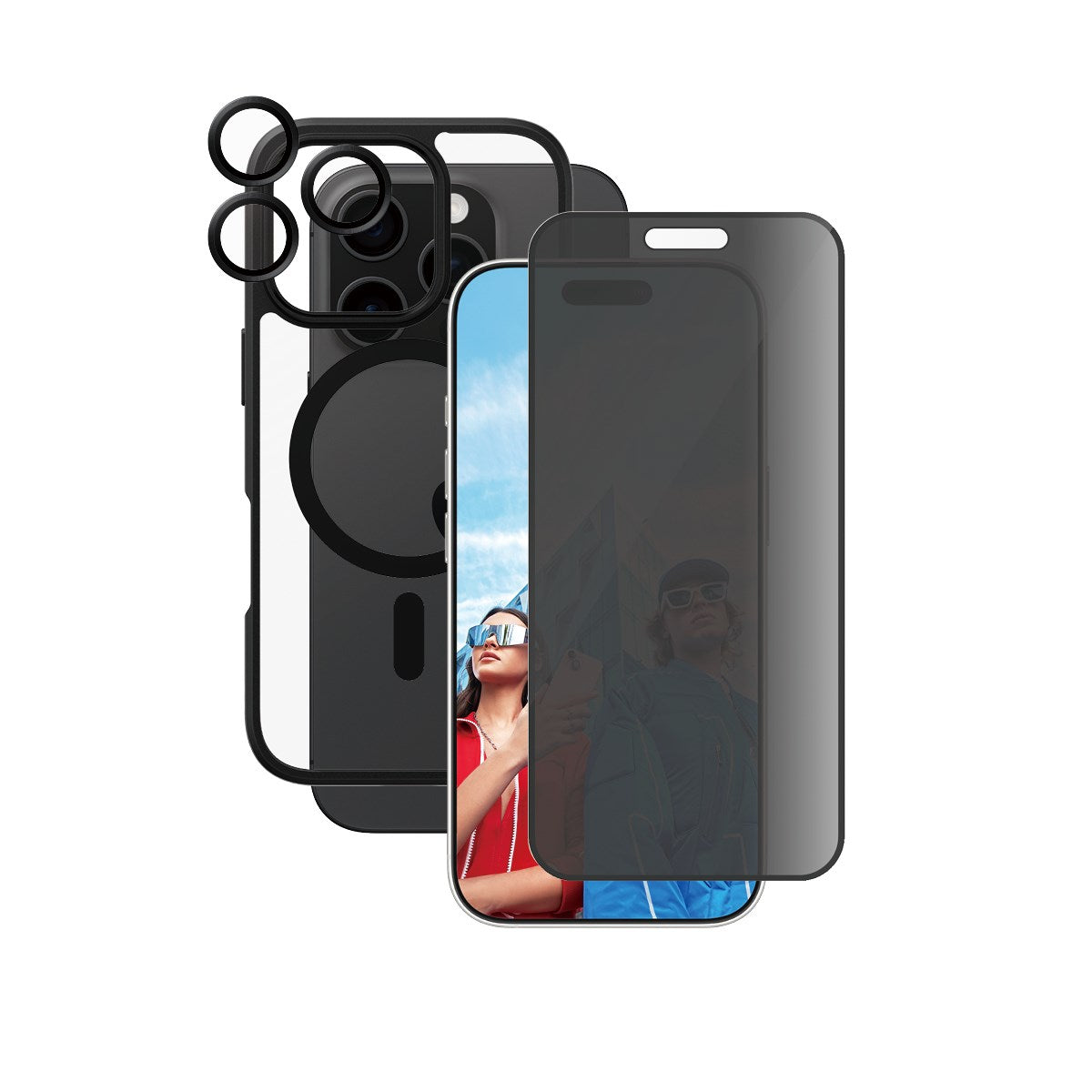 CARE by PanzerGlass® Flagship 3-in-1 Privacy Set iPhone 16 Pro